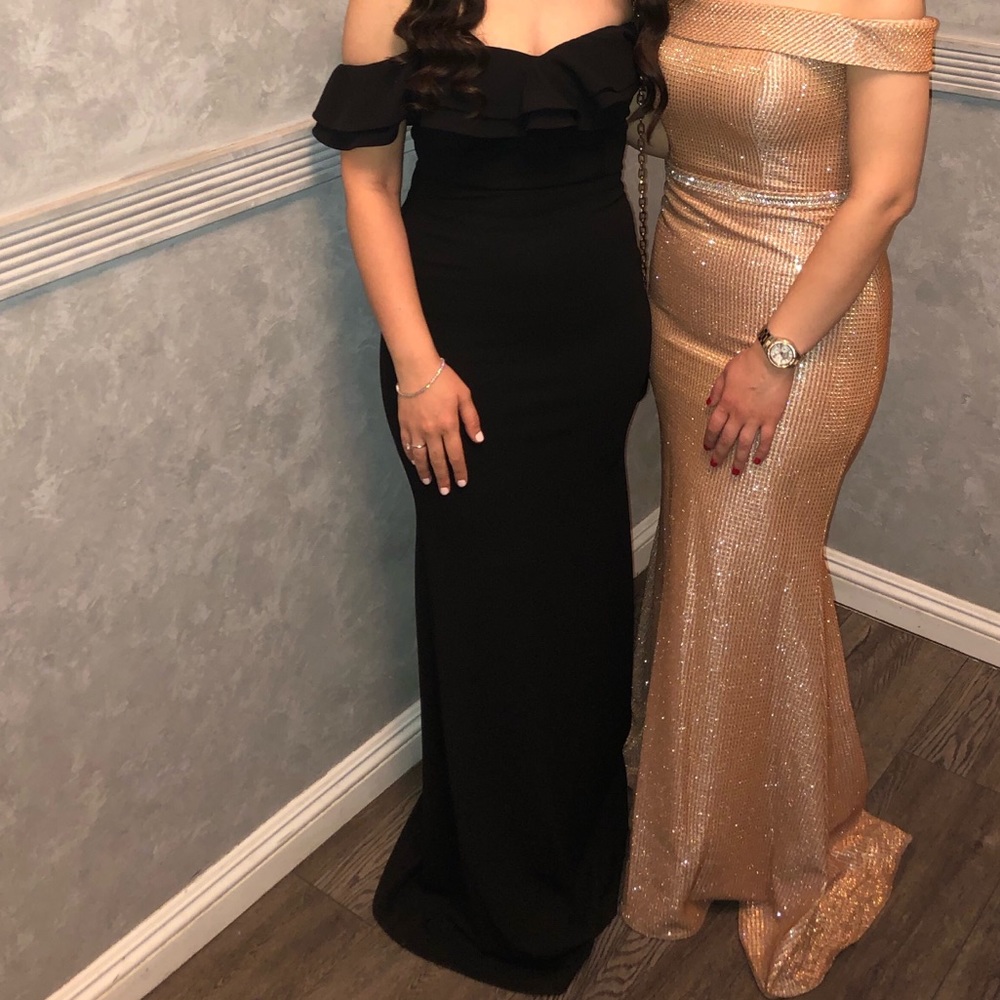 Off the shoulder black maxi dress
